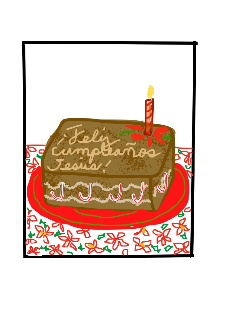 Pastel de cumpleaños en Navidad